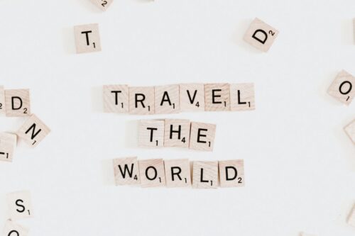 travel the world ブロックで並べた字