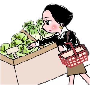スーパーで買い物する女性