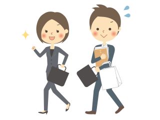 女性先輩社員と同行する男性社員